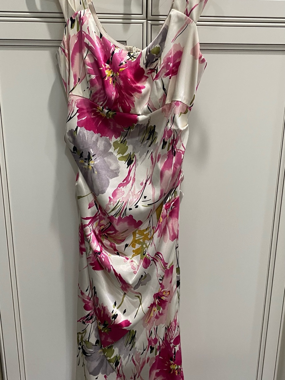 Women’s Floral Satin Slip Dress in Pink and White